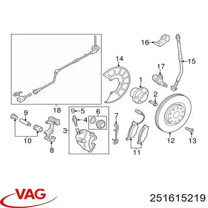 Guía de la pinza de freno delantera VAG 251615219 precio, desde 9,24 EUR