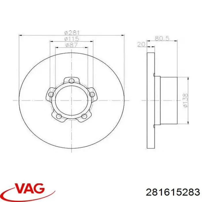 281615283 VAG freno de disco delantero