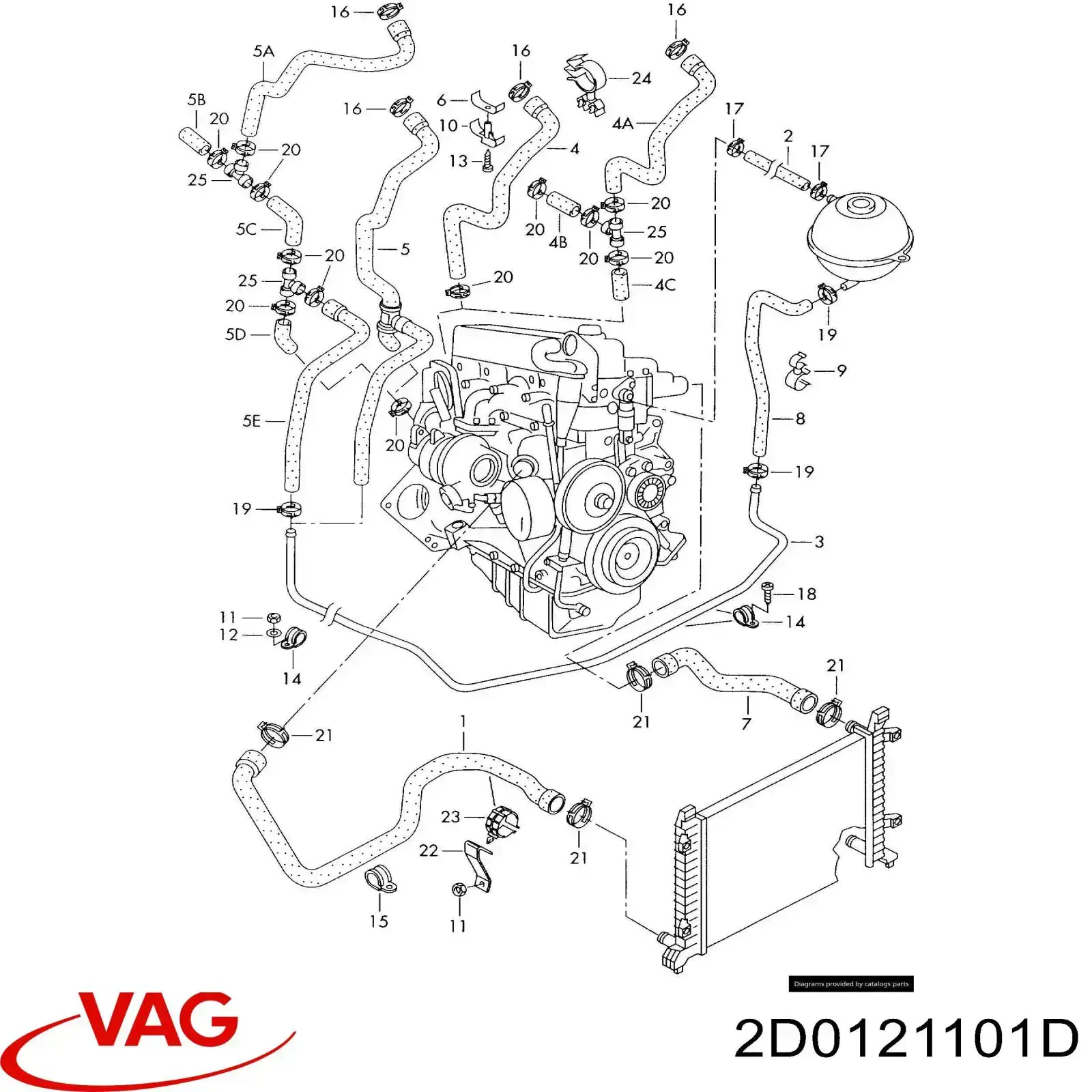 Manguera de radiador arriba Volkswagen LT 28-46 II (2DX0AE)