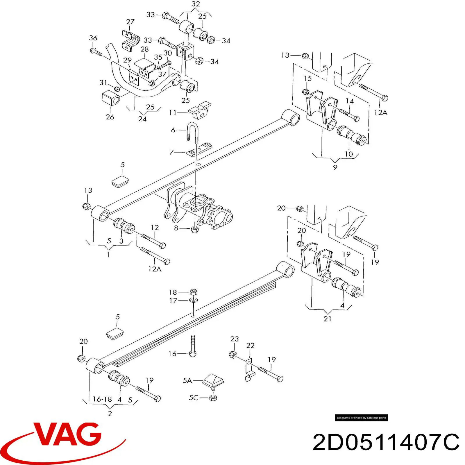 Estabilizador trasero Volkswagen LT 28-46 II (2DX0AE)