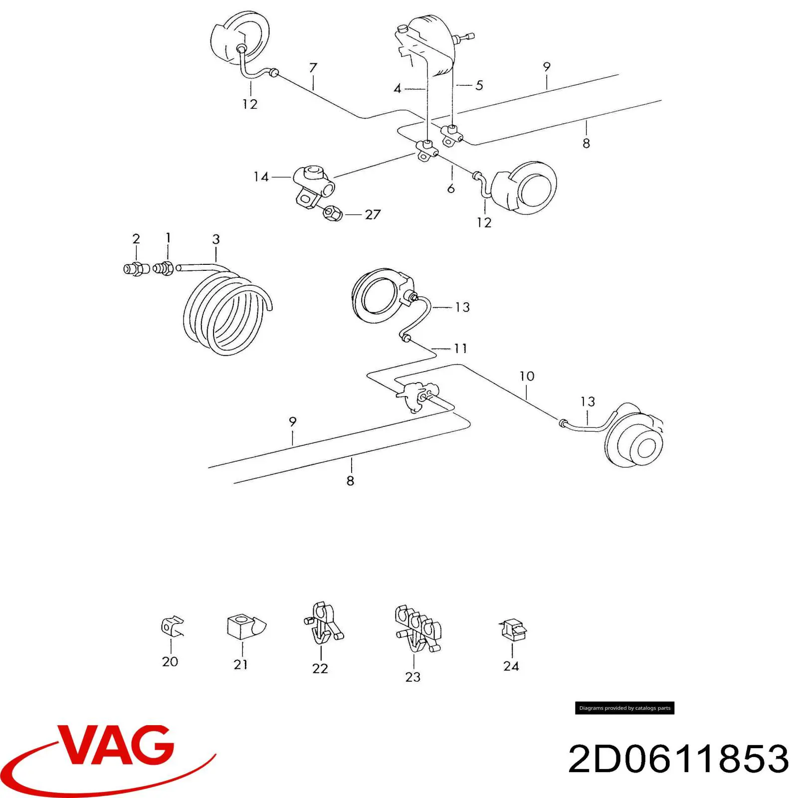 Comprar 2D0611853 VAG Abrazadera de tubo de freno