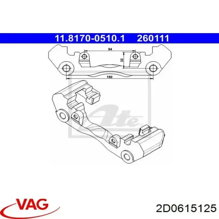 Soporte de la pinza de freno delantera VAG 2D0615125 precio, desde 108,33 EUR