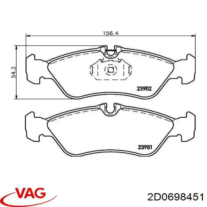 2D0698451 VAG pastillas de freno traseras