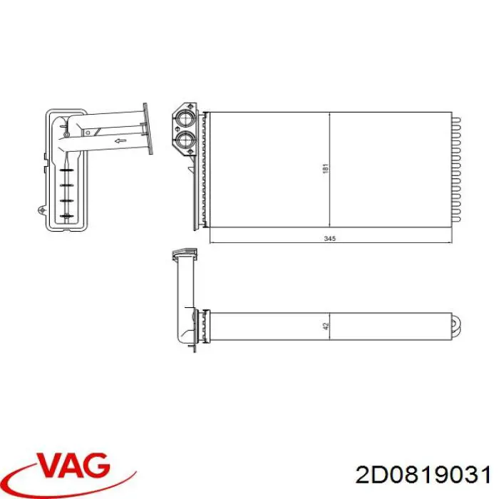Radiador calefacción 2D0819031 VAG