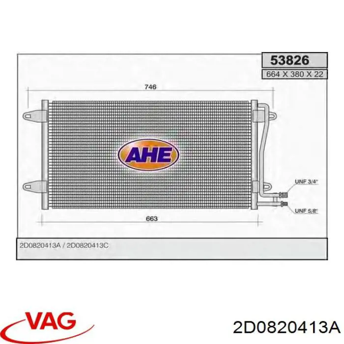 2D0820413A VAG condensador aire acondicionado