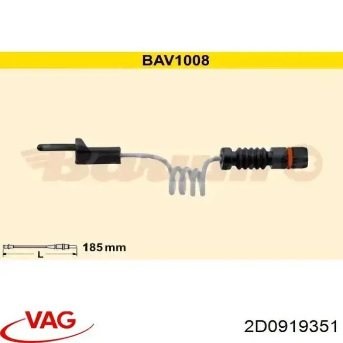 Sensor de desgaste de las pastillas de freno delanteras VAG 2D0919351 precio, desde 3,35 EUR