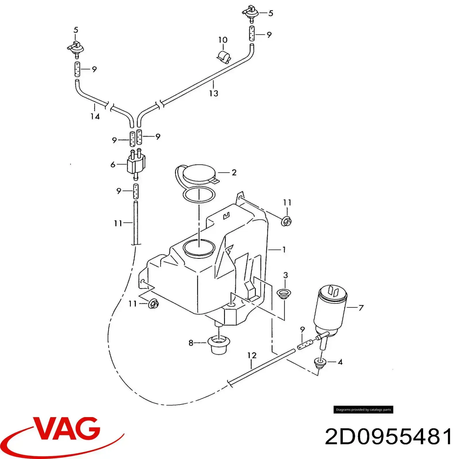Válvula de retención del lavaparabrisas VAG 2D0955481 precio, desde 18,95 EUR