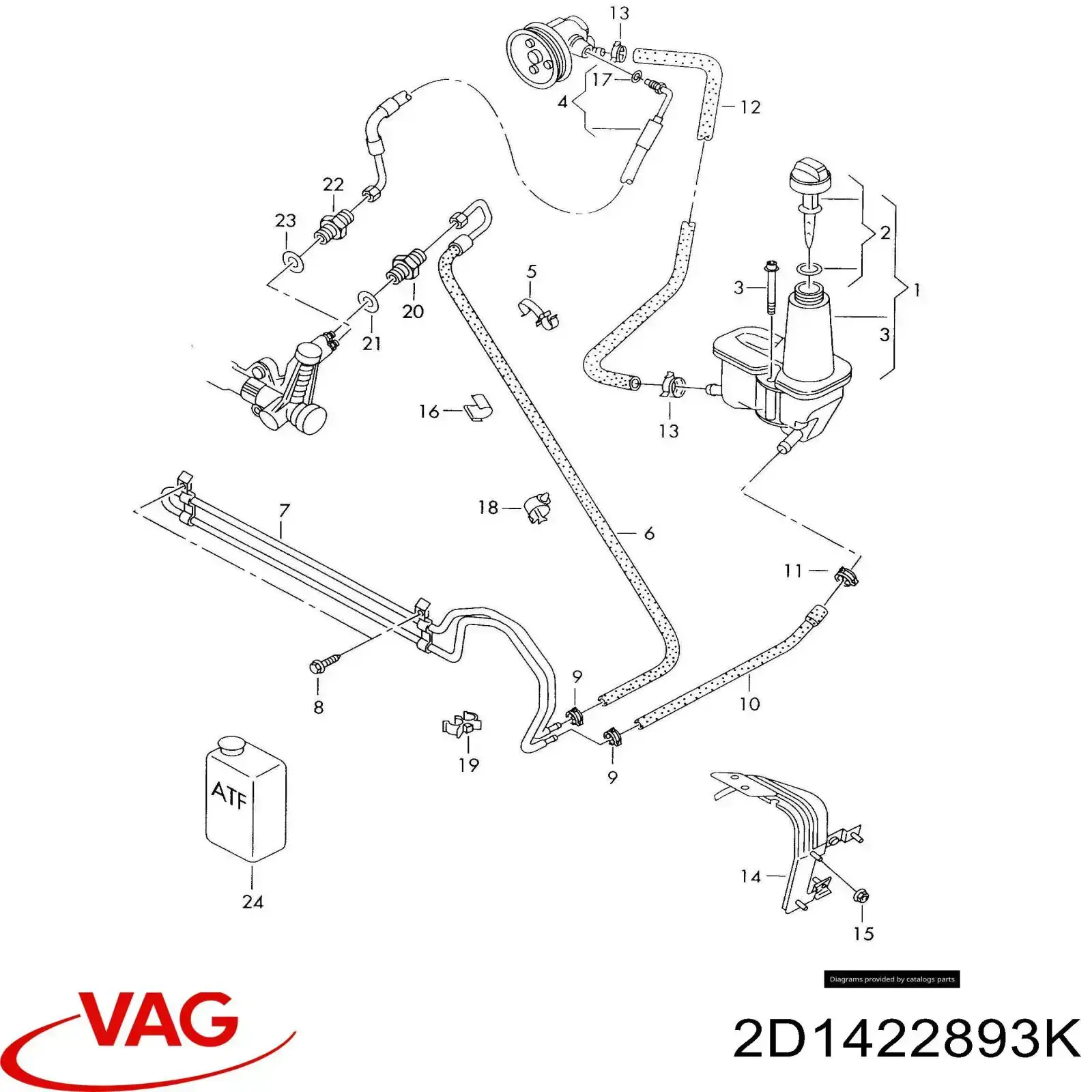 2D1422893F VAG manguera de alta presion de direccion, hidráulica