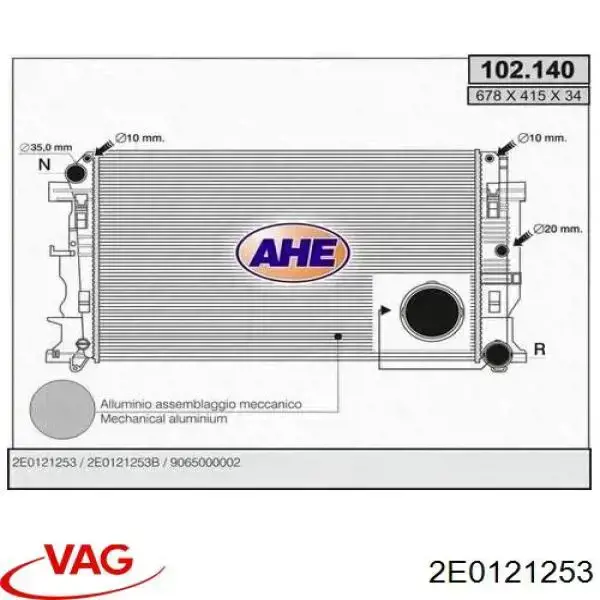 Radiador 2E0121253 VAG