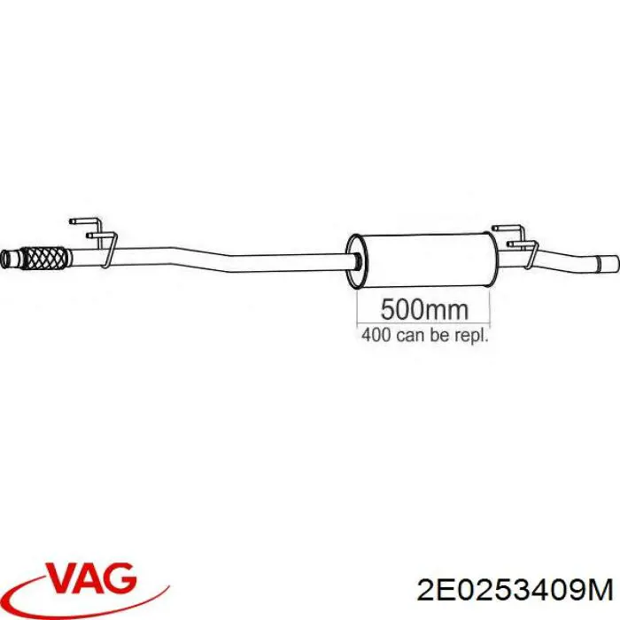 2E0253409M VAG silenciador del medio