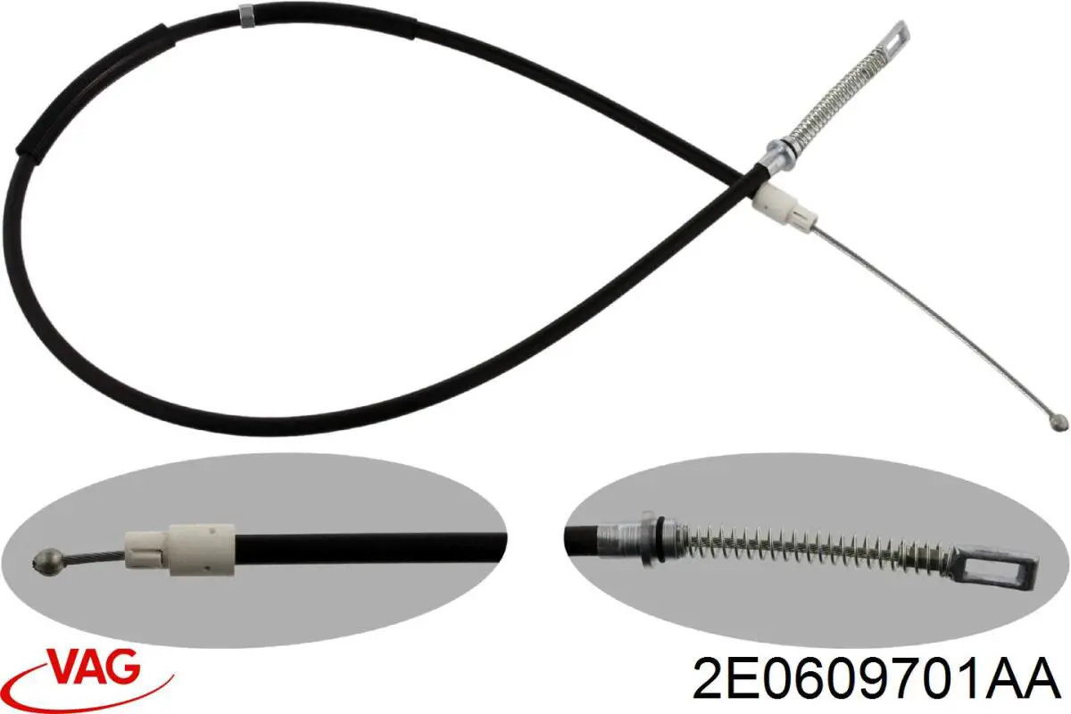 2E0609701AA VAG cable de freno de mano trasero derecho/izquierdo