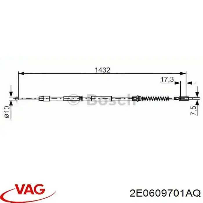 2E0609701AQ VAG Cable de freno de mano trasero derecho/izquierdo