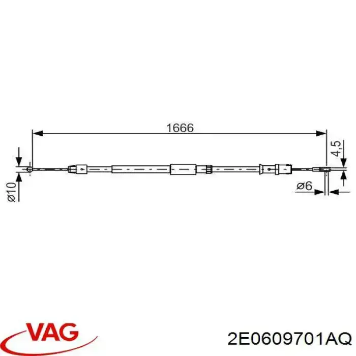 Cable de freno de mano trasero derecho/izquierdo VAG 2E0609701AQ precio, desde 14,49 EUR