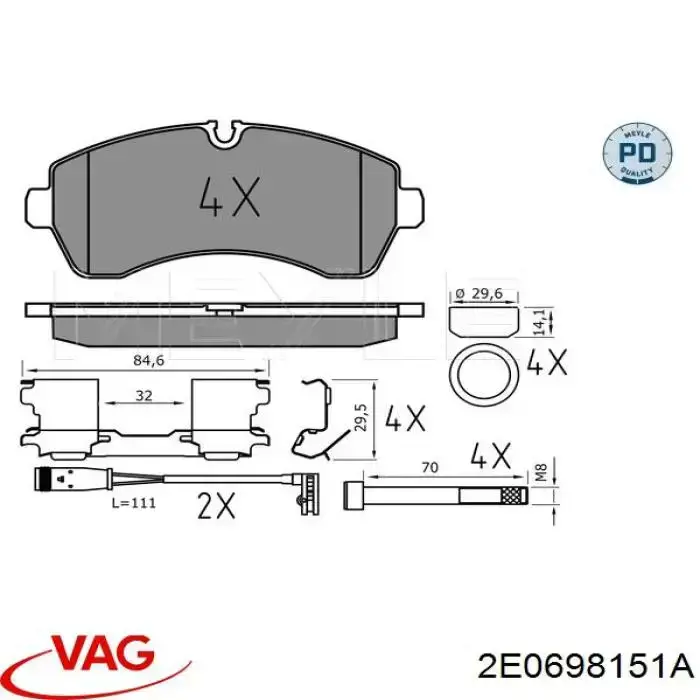 2E0698151A VAG pastillas de freno delanteras