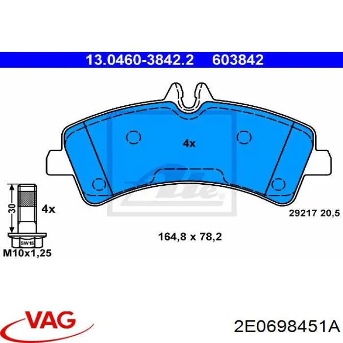 2E0698451A VAG pastillas de freno traseras