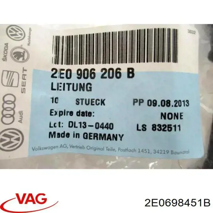 Pastillas de freno traseras 2E0698451B VAG