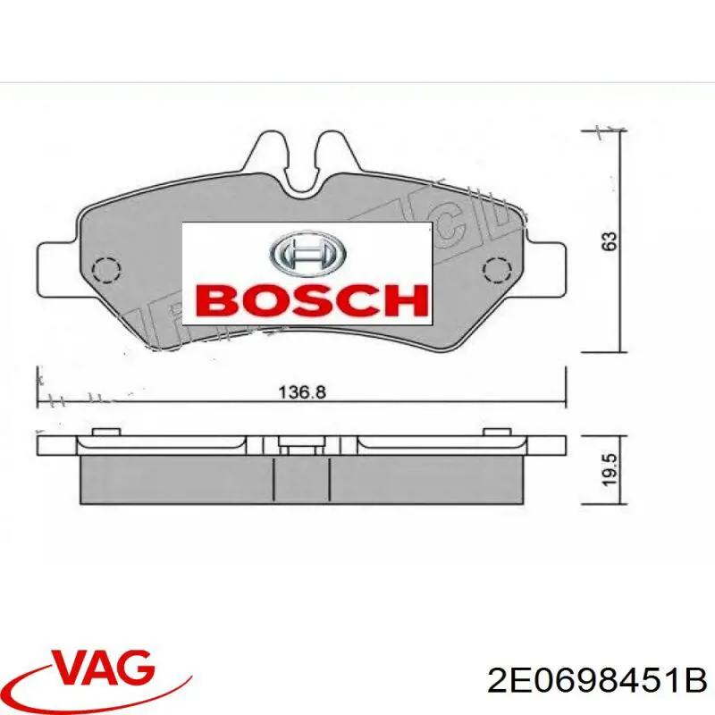 2E0698451B VAG pastillas de freno traseras