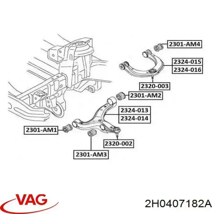 Silentblock del brazo de suspensión 2H0407182A VAG