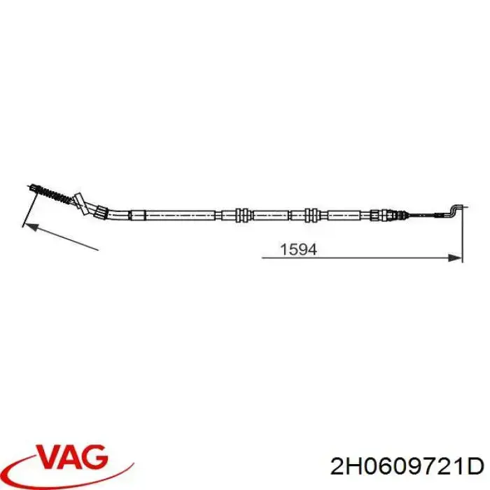 2H0609721D VAG Cable de freno de mano trasero derecho/izquierdo