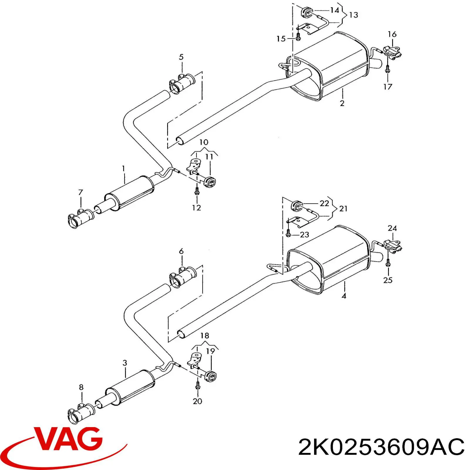 Silenciador trasero VAG 2K0253609AC precio, desde 82,83 EUR