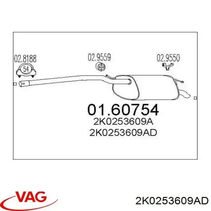 Silenciador trasero VAG 2K0253609AD precio, desde 85,29 EUR