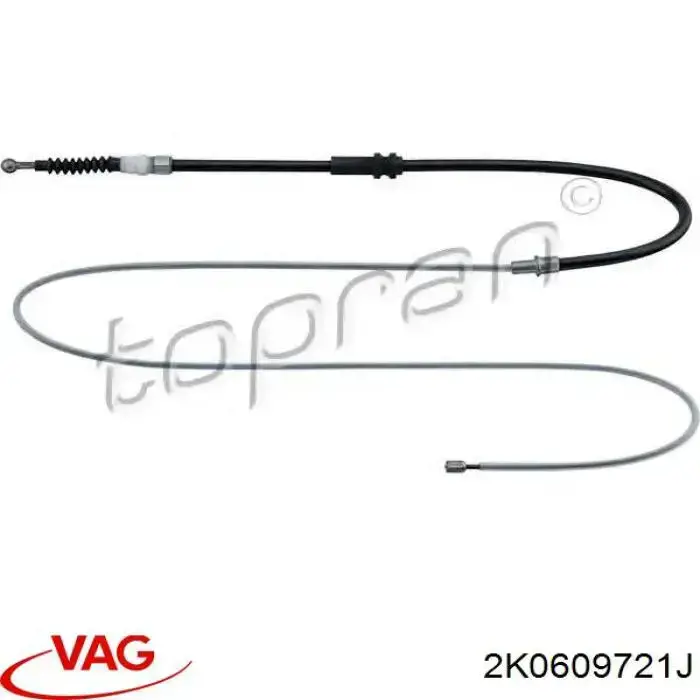 2K0609721J VAG cable de freno de mano trasero derecho/izquierdo