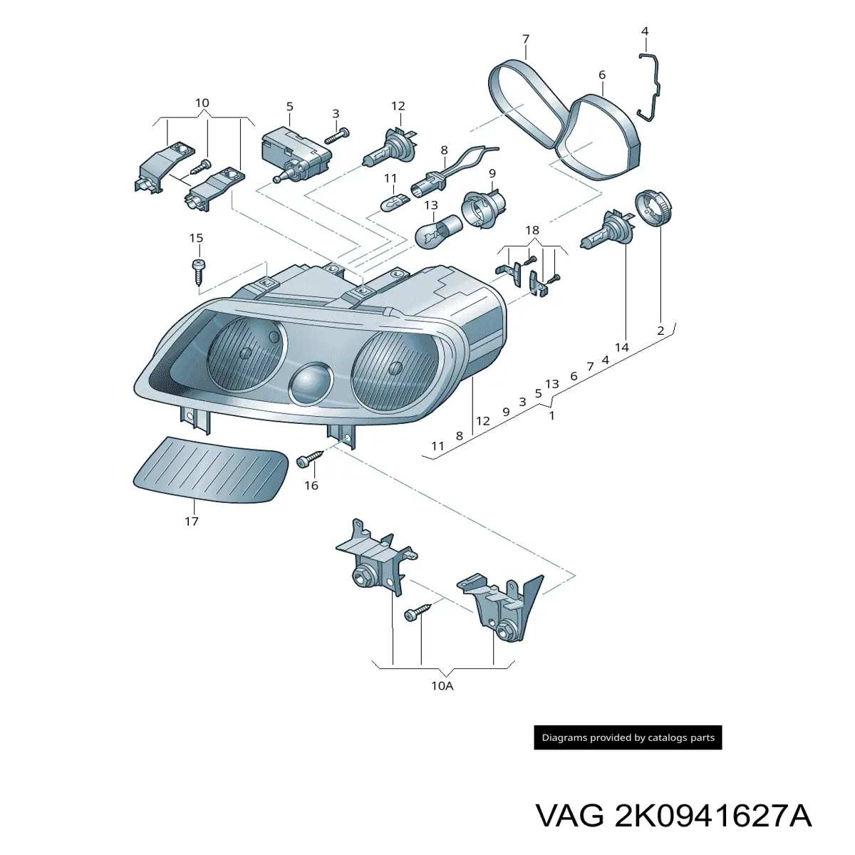 Cubierta trasera del faro VAG 2K0941627A precio, desde 30,07 EUR