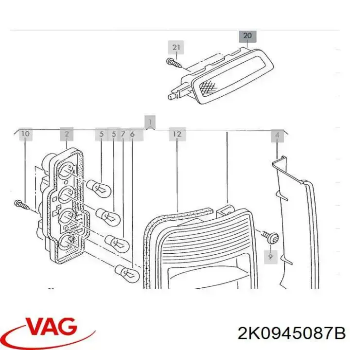 Lampara de luz de freno adicional  VAG 2K0945087B precio, desde 31,09 EUR