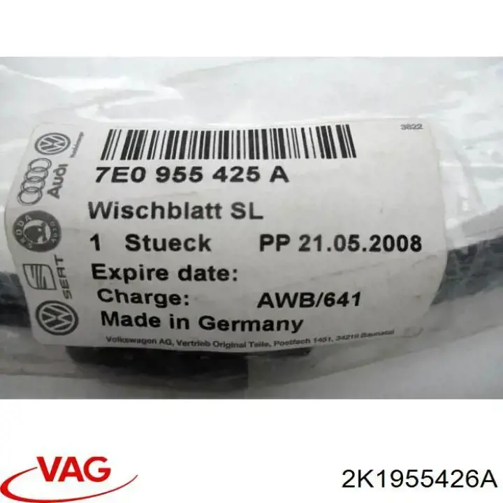 Escobilla del limpiaparabrisas del lado del pasajero VAG 2K1955426A precio, desde 34,98 EUR