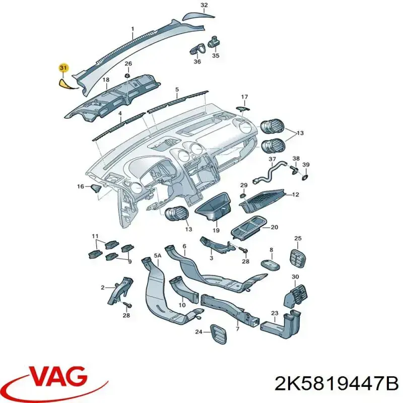 Canaleta del parabrisas VAG 2K5819447B precio, desde 3,75 EUR