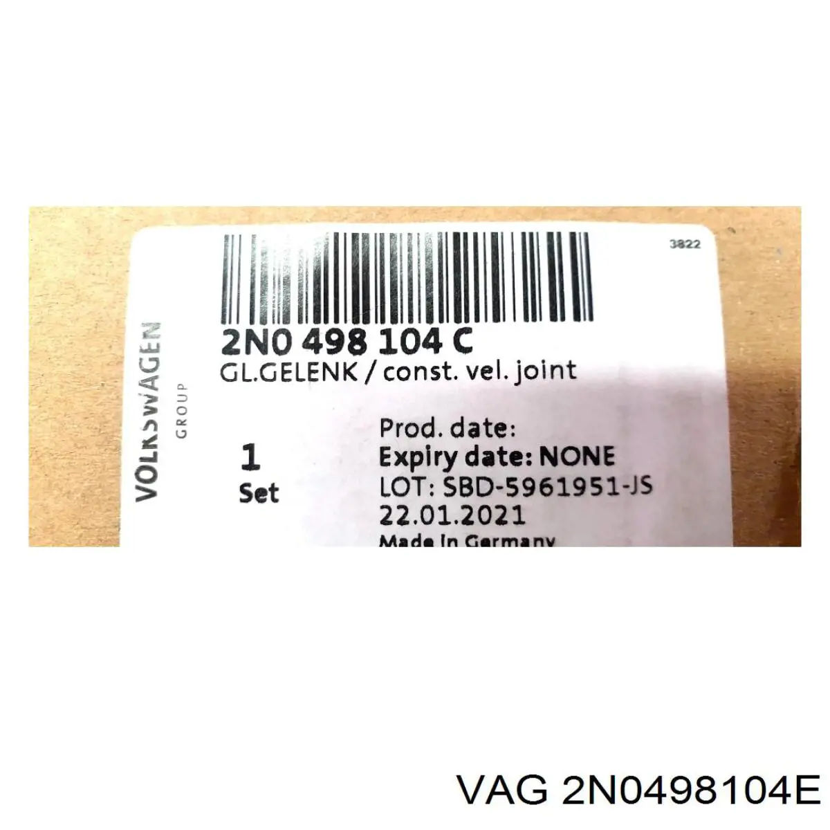 2N0498104E VAG Junta homocinética interna delantera izquierda