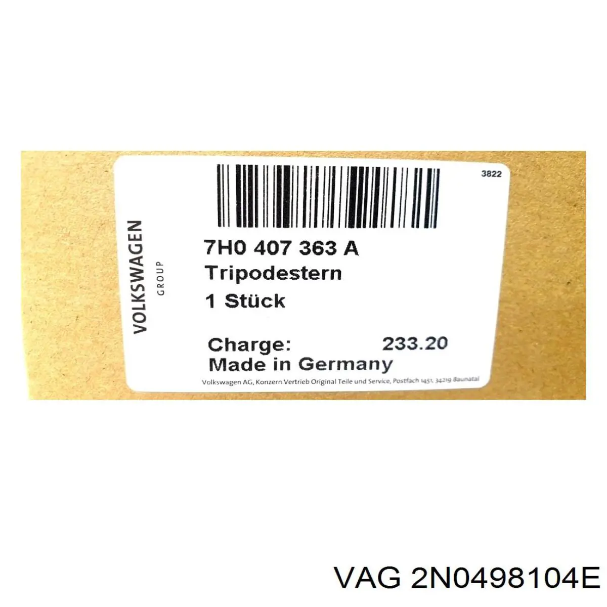 Comprar 2N0498104E VAG Junta homocinética interna delantera izquierda