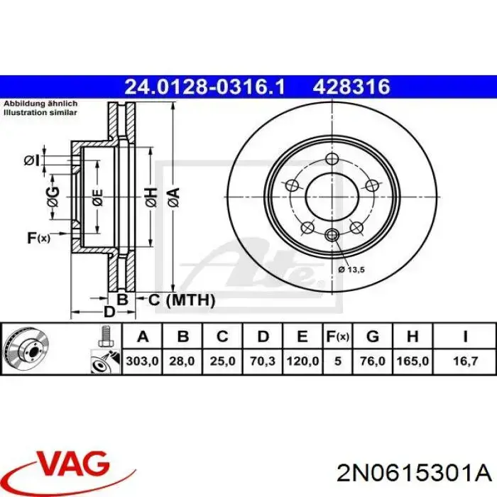 Frenos delanteros VAG 2N0615301A precio, desde 58,08 EUR