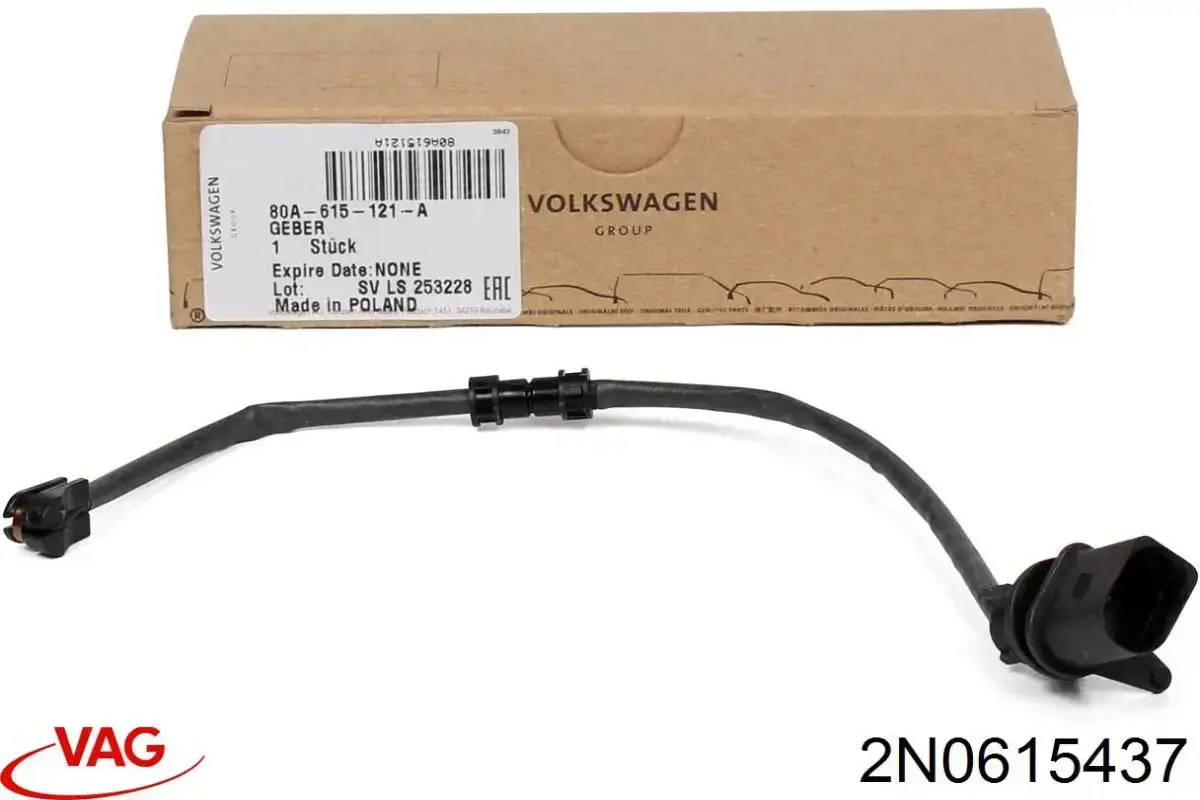 2N0615437 VAG Sensor de desgaste de las pastillas de freno delanteras