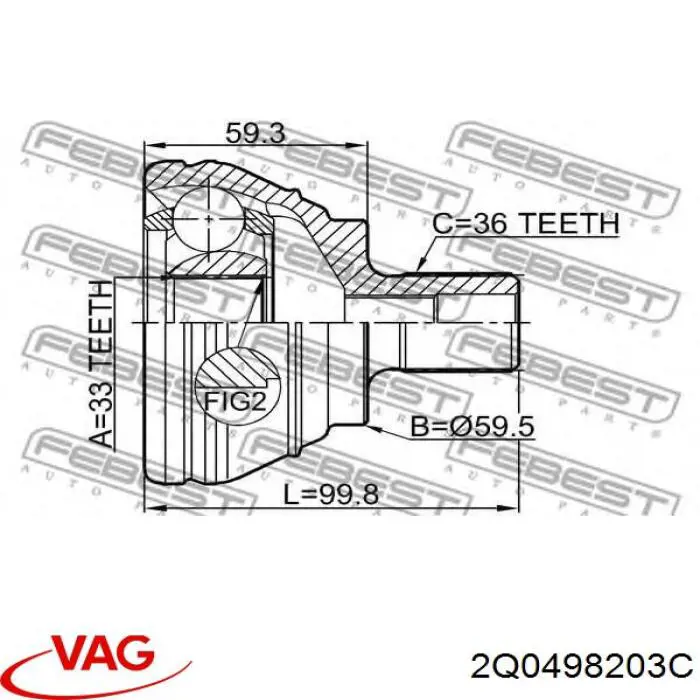 Fuelle, palier delantero exterior VAG 2Q0498203J precio, desde 15,35 EUR