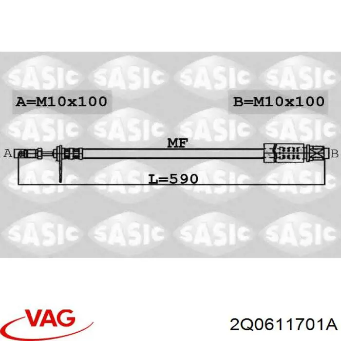 2Q0611701A VAG Tubo de frenos delantero