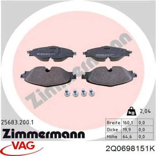 Pastillas de freno delanteras Volkswagen Tiguan 1 5N1, 5N2