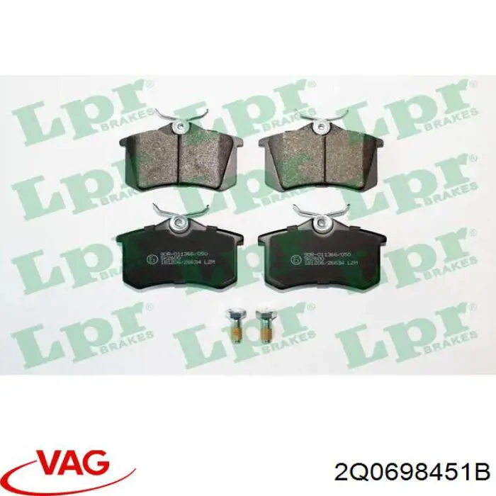 2Q0698451B VAG Pastillas freno traseras