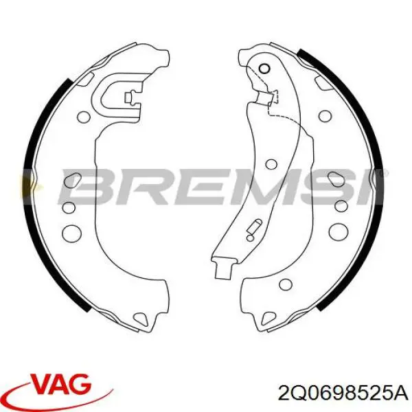 2Q0698525A VAG Zapatas de freno de tambor traseras