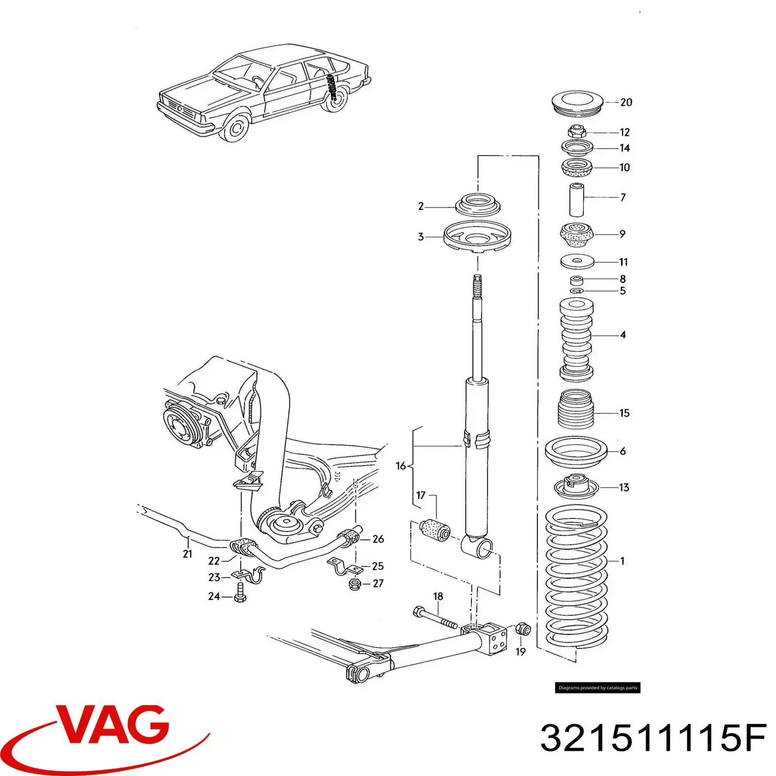 321511115F VAG muelle de suspensión eje trasero