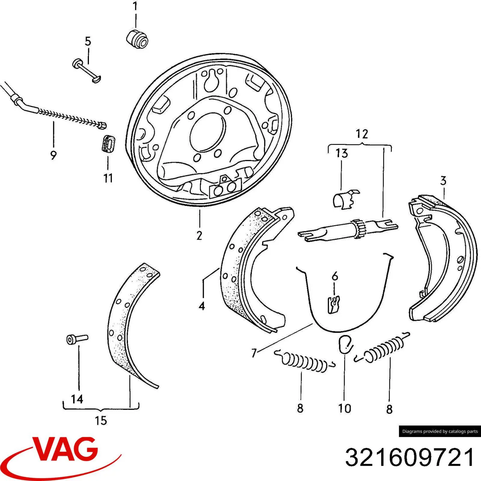 321609721 VAG cable de freno de mano trasero derecho/izquierdo