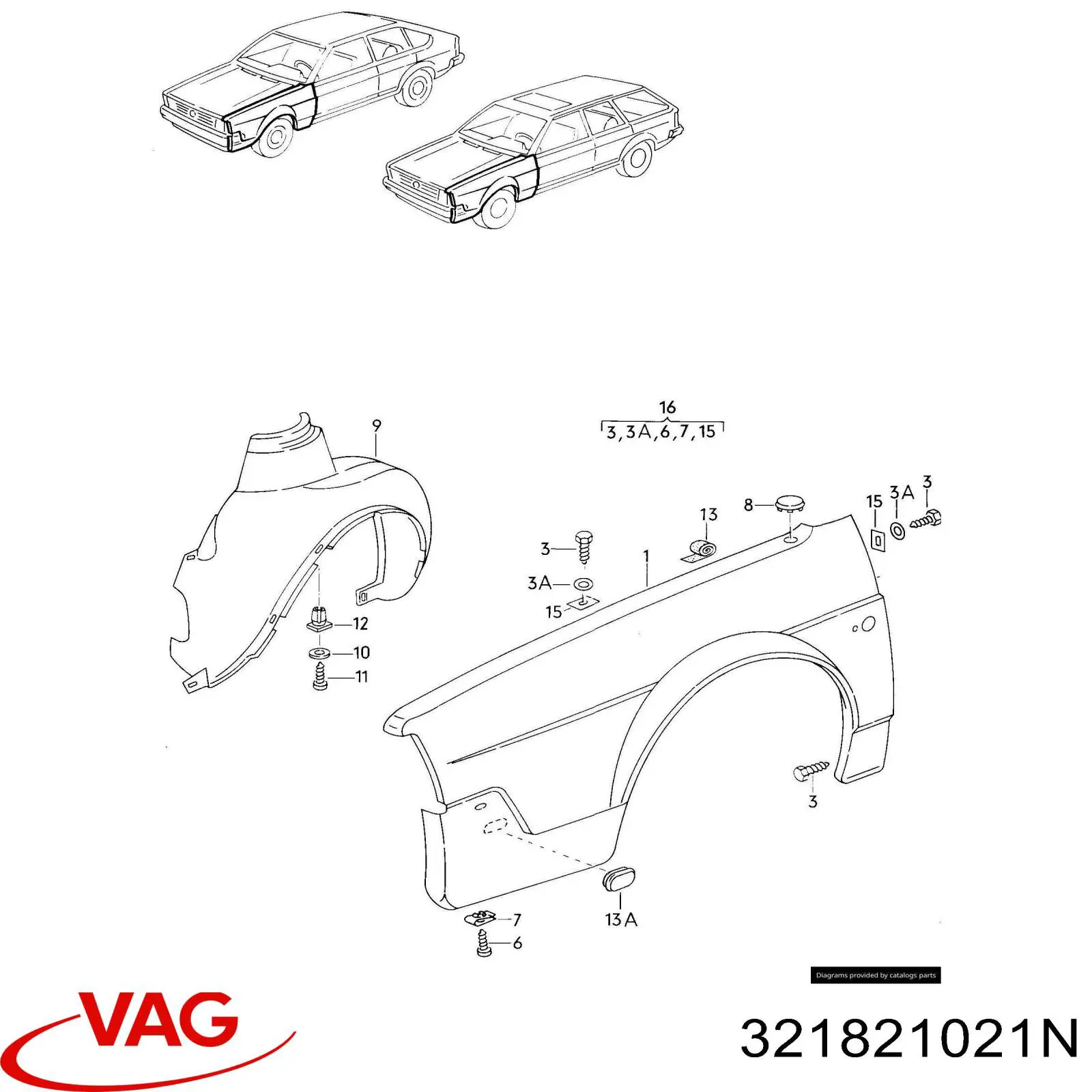 Comprar Aleta delantera izquierda Volkswagen Passat B2 32B