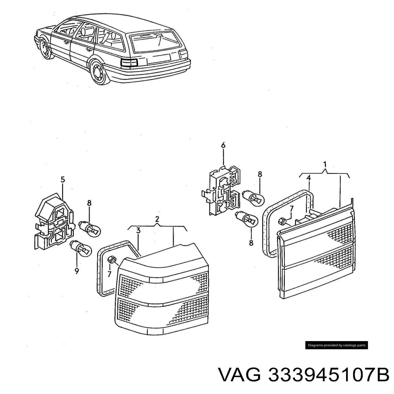 333945107B VAG piloto posterior interior izquierdo