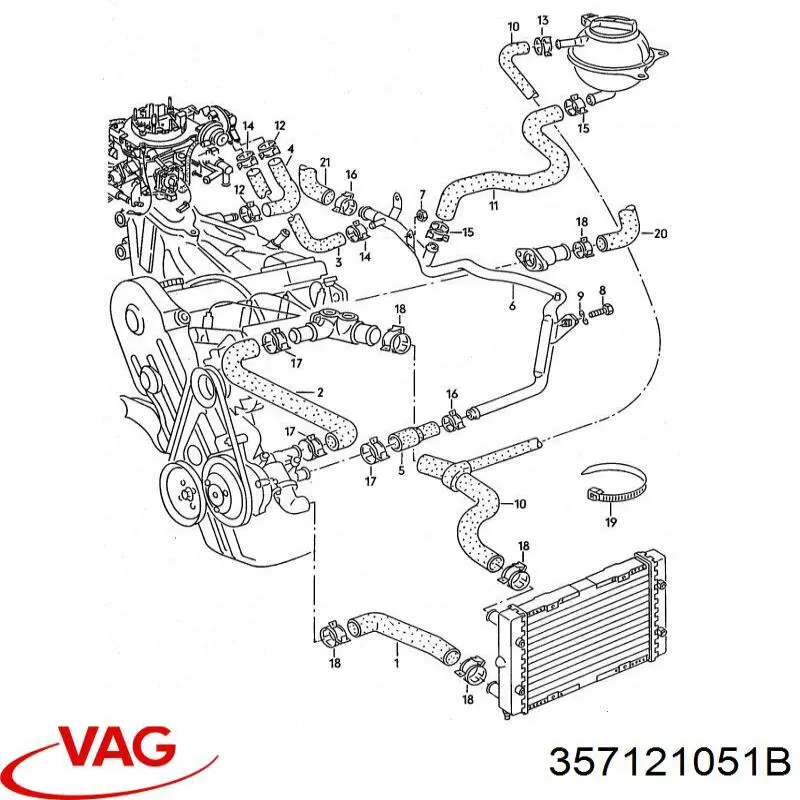 Manguera inferior del radiador 357121051B VAG