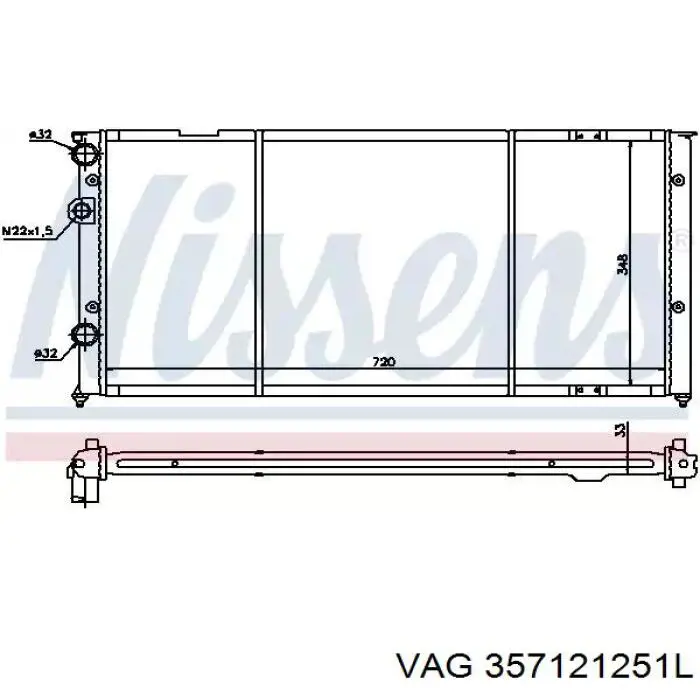 357121251L VAG radiador refrigeración del motor