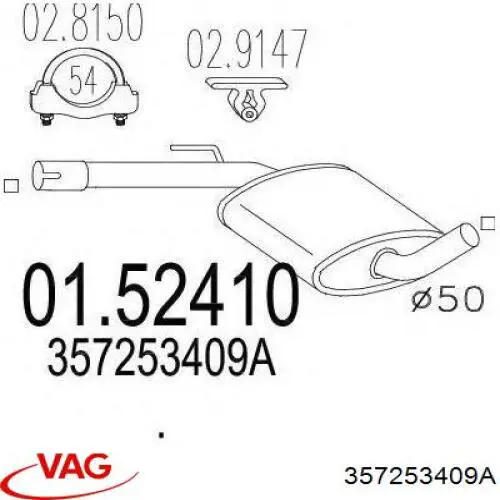 Comprar 357253409A VAG Silenciador central