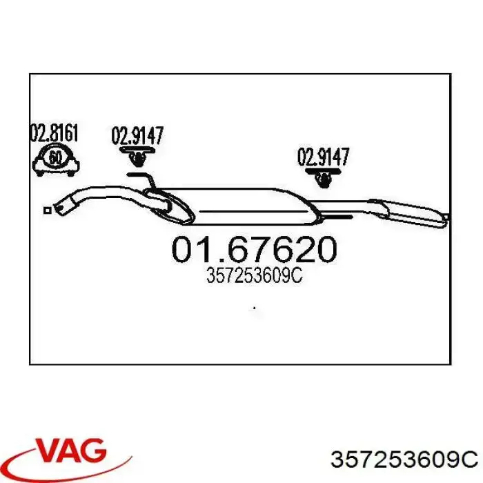 Silenciador trasero VAG 357253609C precio, desde 95,08 EUR