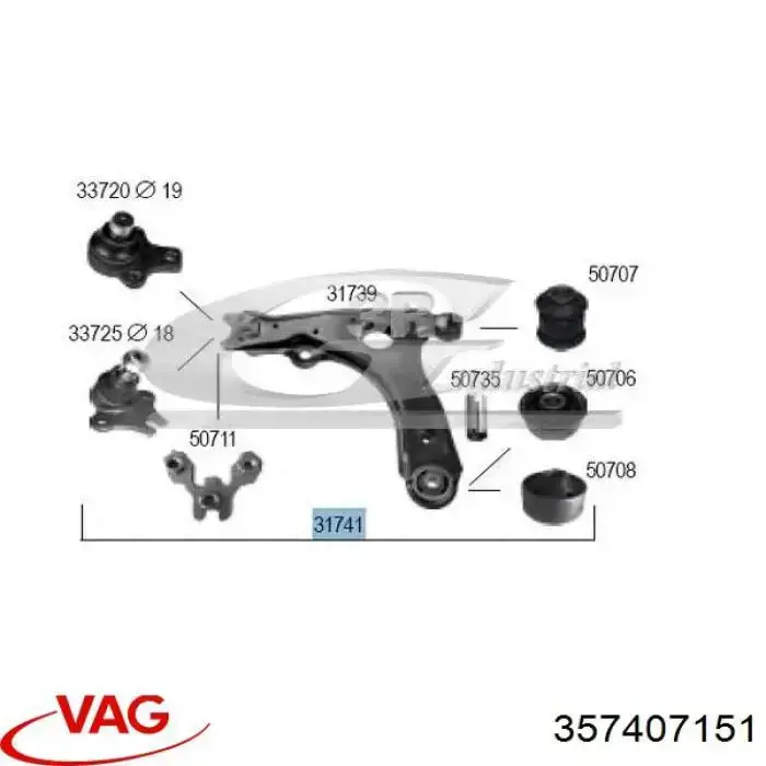 Brazo inferior izquierdo/derecho de suspensión delantera VAG 357407151 precio, desde 56,72 EUR