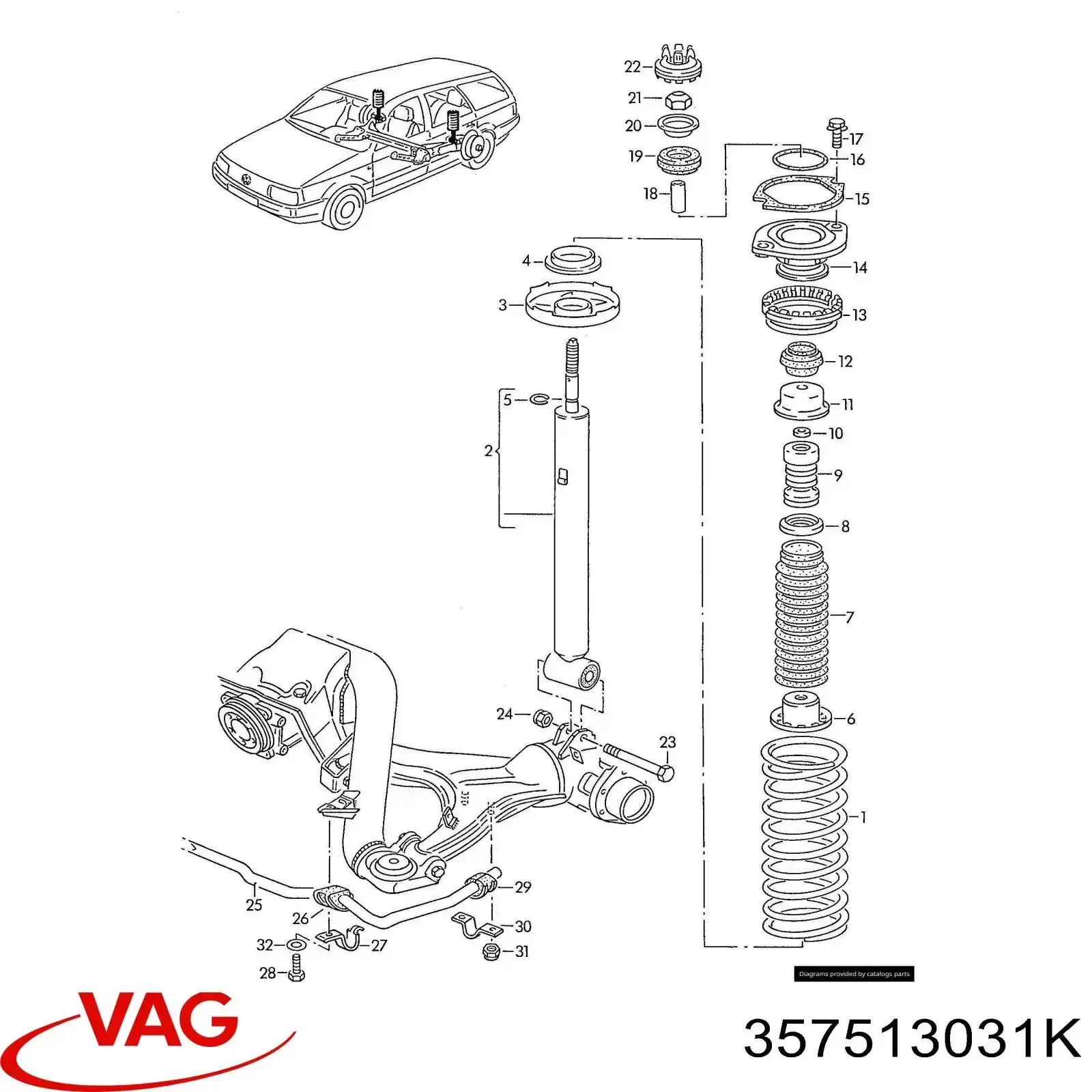 Comprar 357513031K VAG Amortiguador trasero