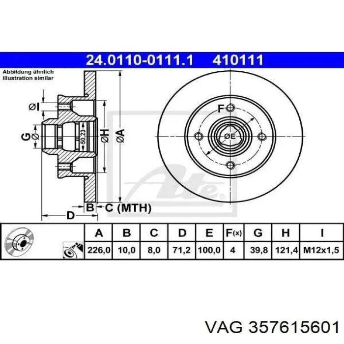 357615601 VAG Freno de disco trasero